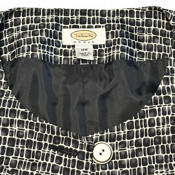 Talbots Classic Blazer Jacket Plus Size 14W Black White Silk Wool Career Vintage - Picture 3 of 10